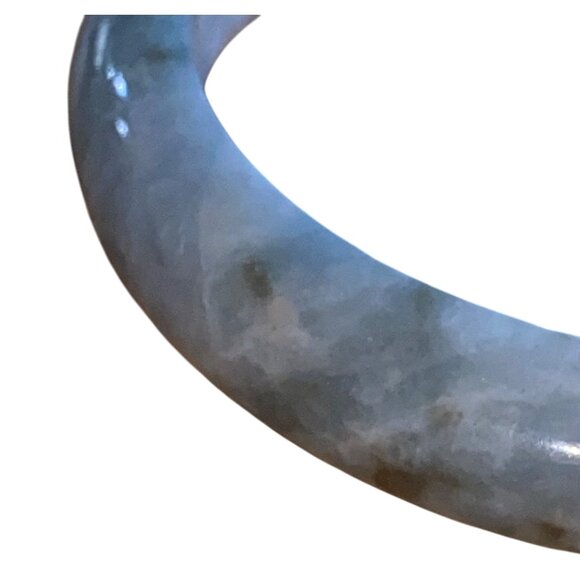 Grade A Natural Green & White Jadeite Bangle Bracelet - Picture 4 of 5